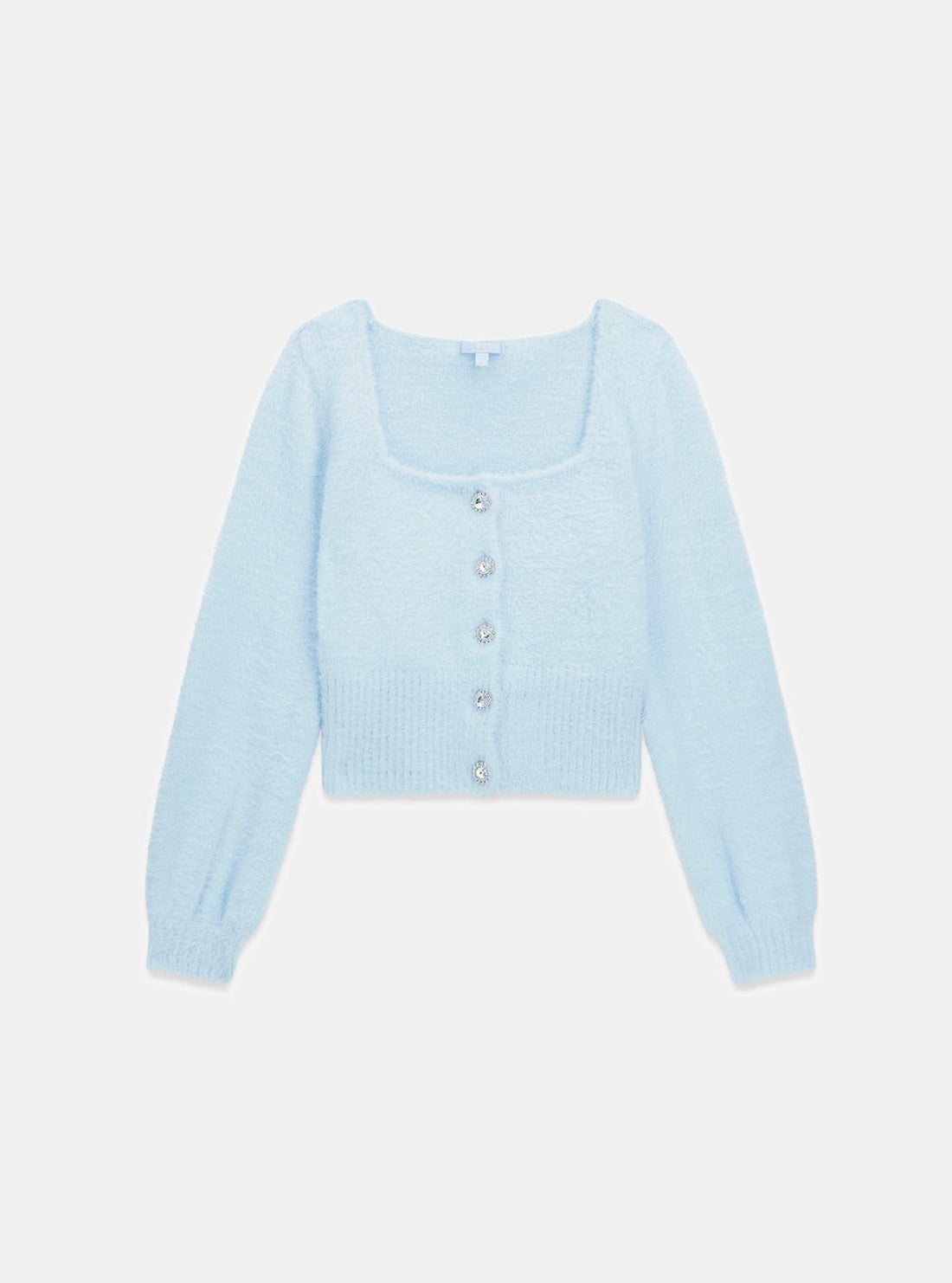 GUESS Womens Light Blue Myko Fuzzy Cardigan W6RR10Z3BJ0 Flatlay