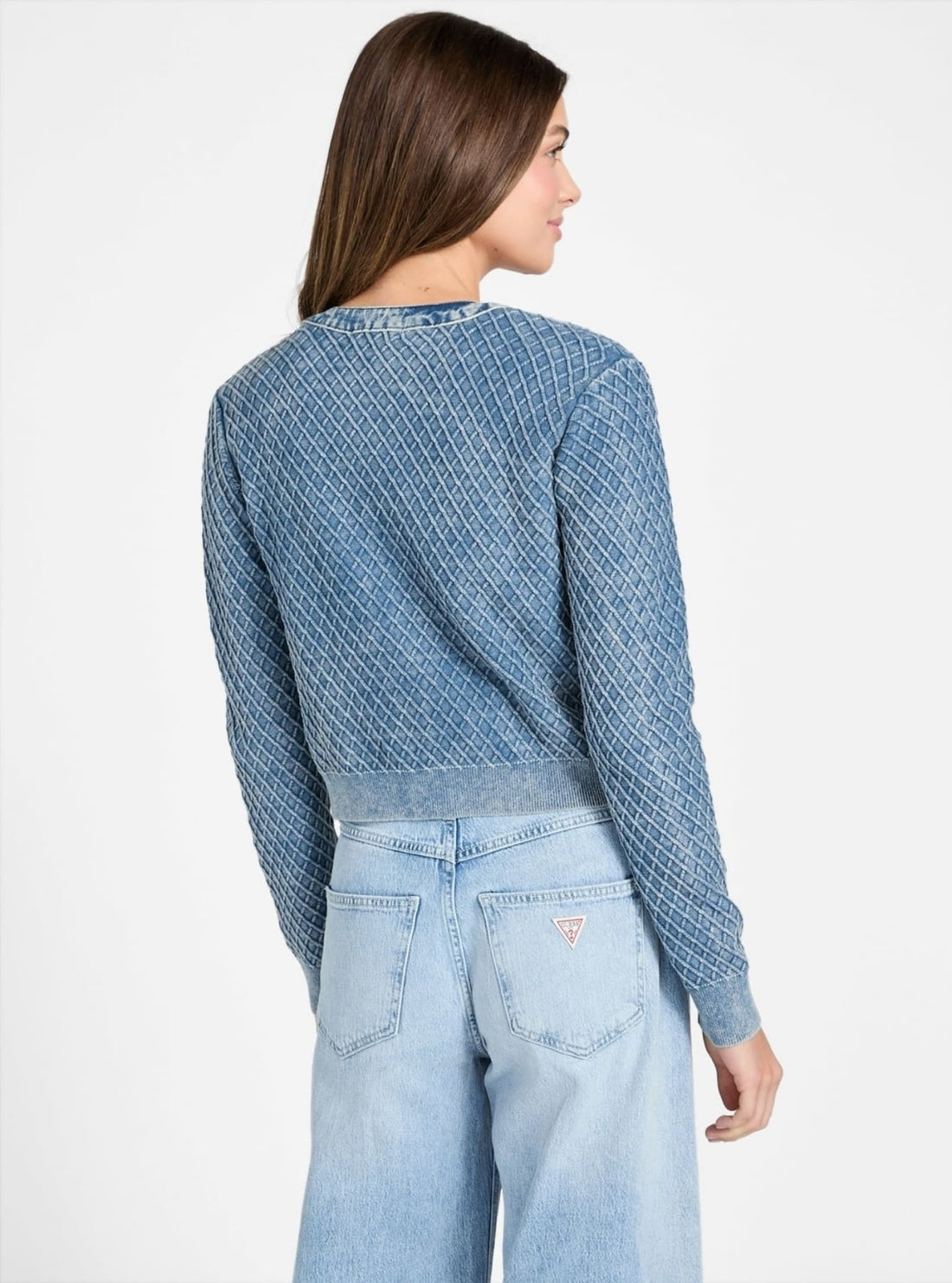 GUESS Womens Blue Lylah Cardigan Sweater W6RR29Z3P41 Back View