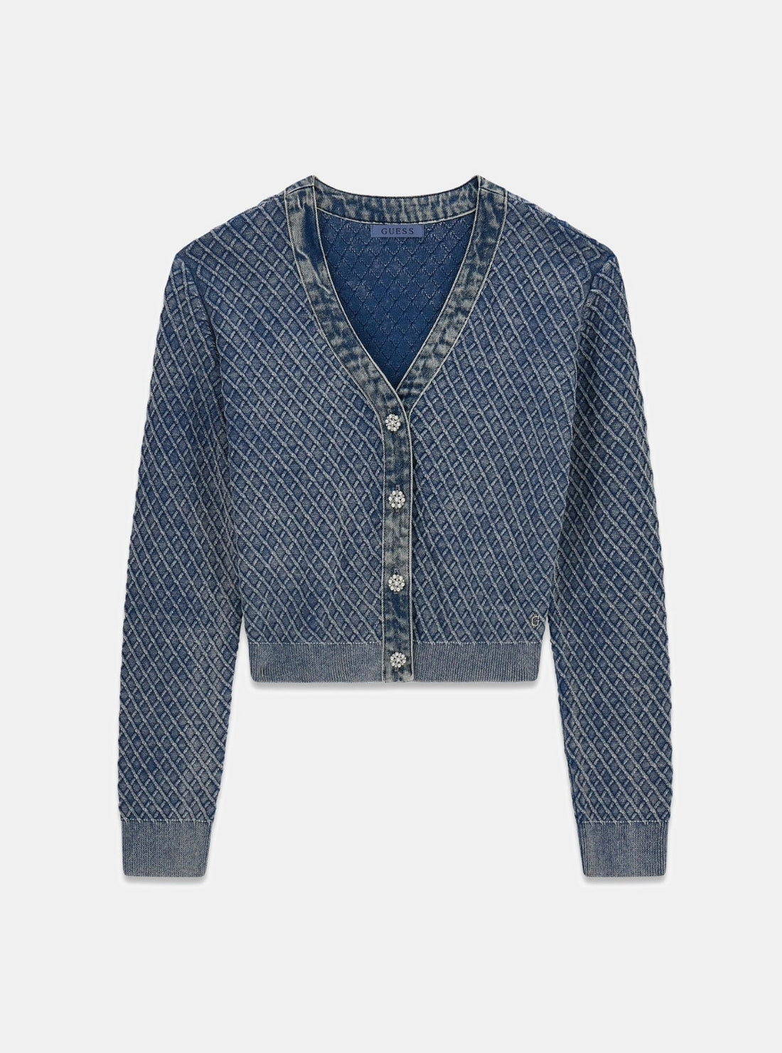 GUESS Womens Blue Lylah Cardigan Sweater W6RR29Z3P41 Flatlay