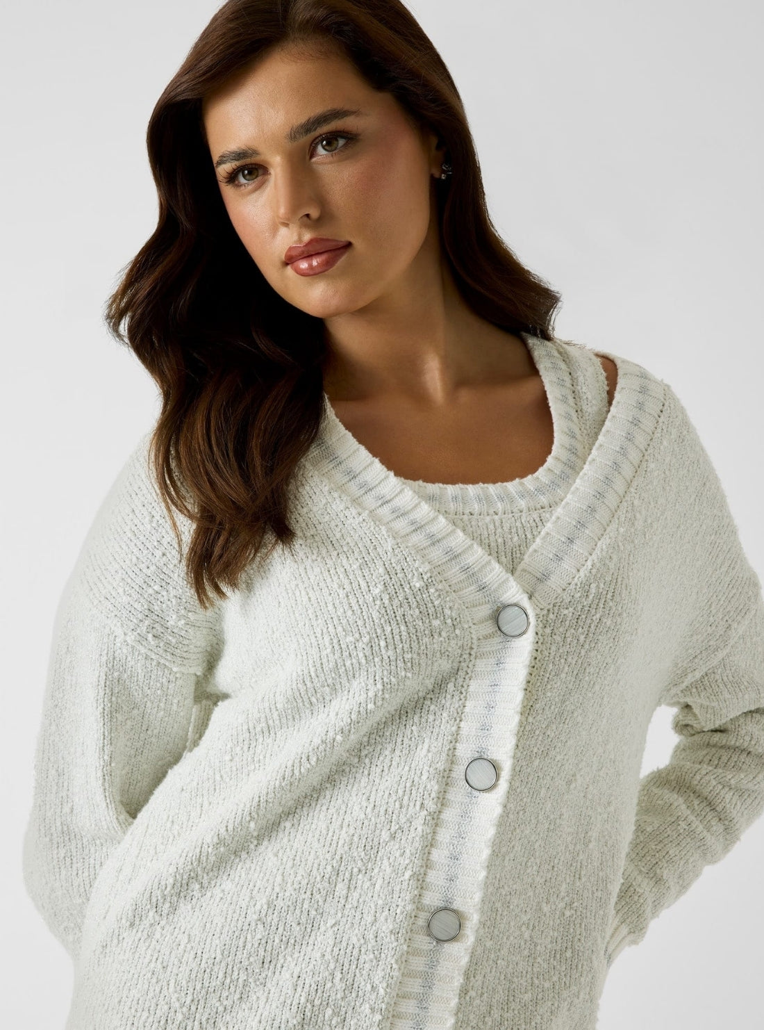GUESS Womens White Veronica Cardigan Sweater W6RR40Z3L21 Detail View