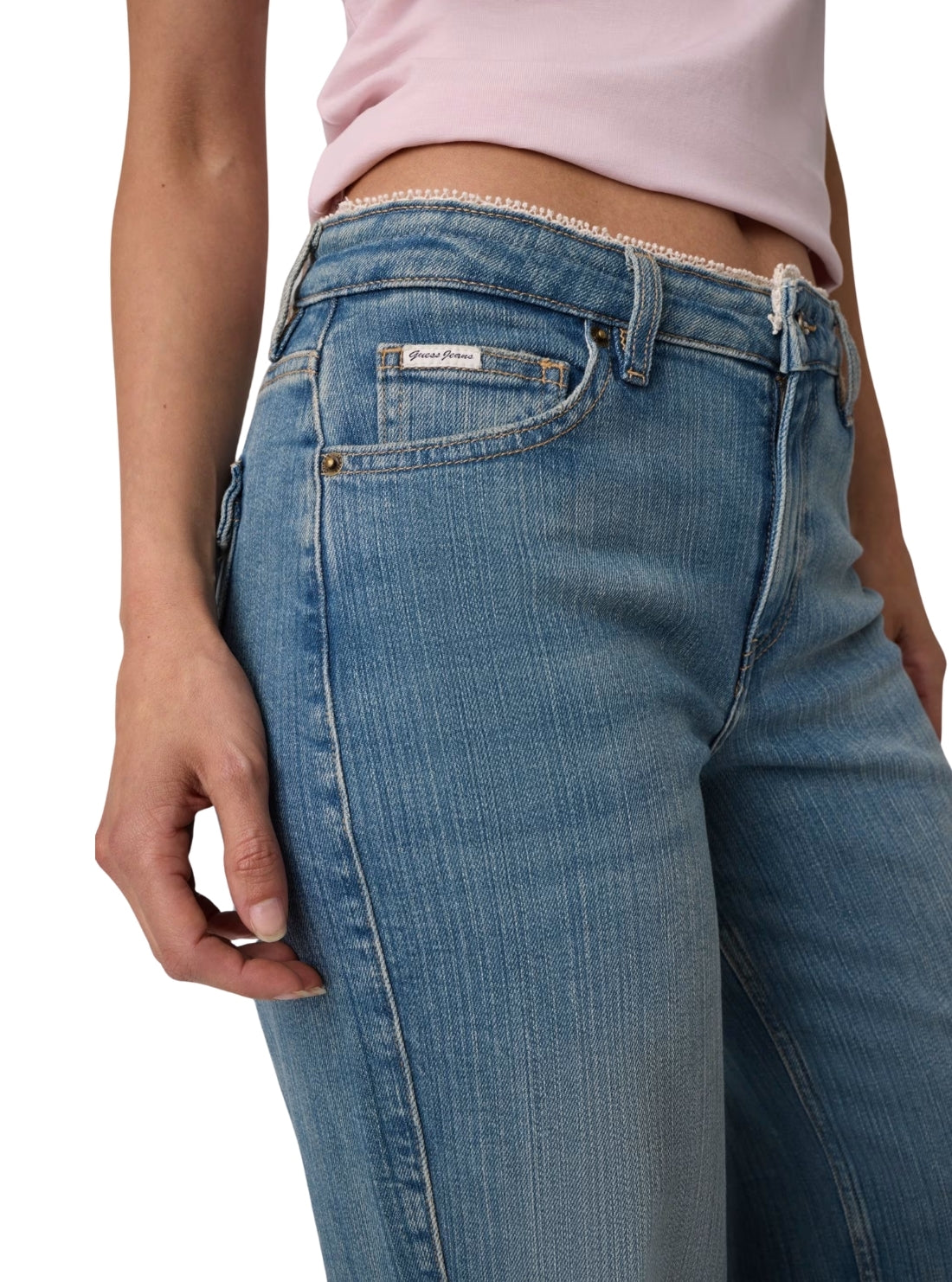 Guess Jeans G11 Wide Leg Jeans in Stricky Light Used W6YA01D1170 Detail View