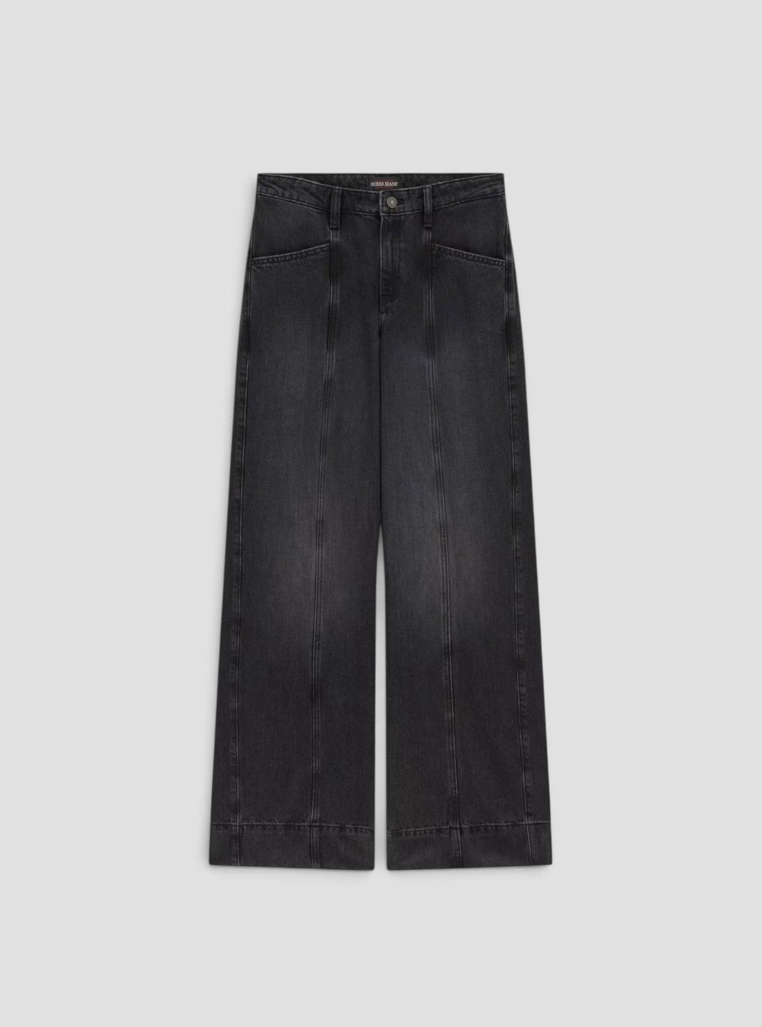 Guess Jeans Black G11 Wide Leg Panelled Jeans W6YA05D1180 Flatlay