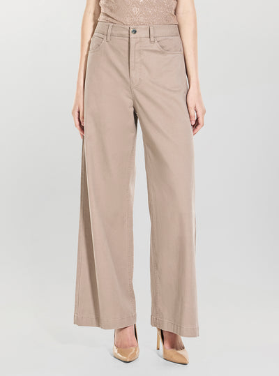 Eco Silk Taupe Bellagio Wide Leg Pants