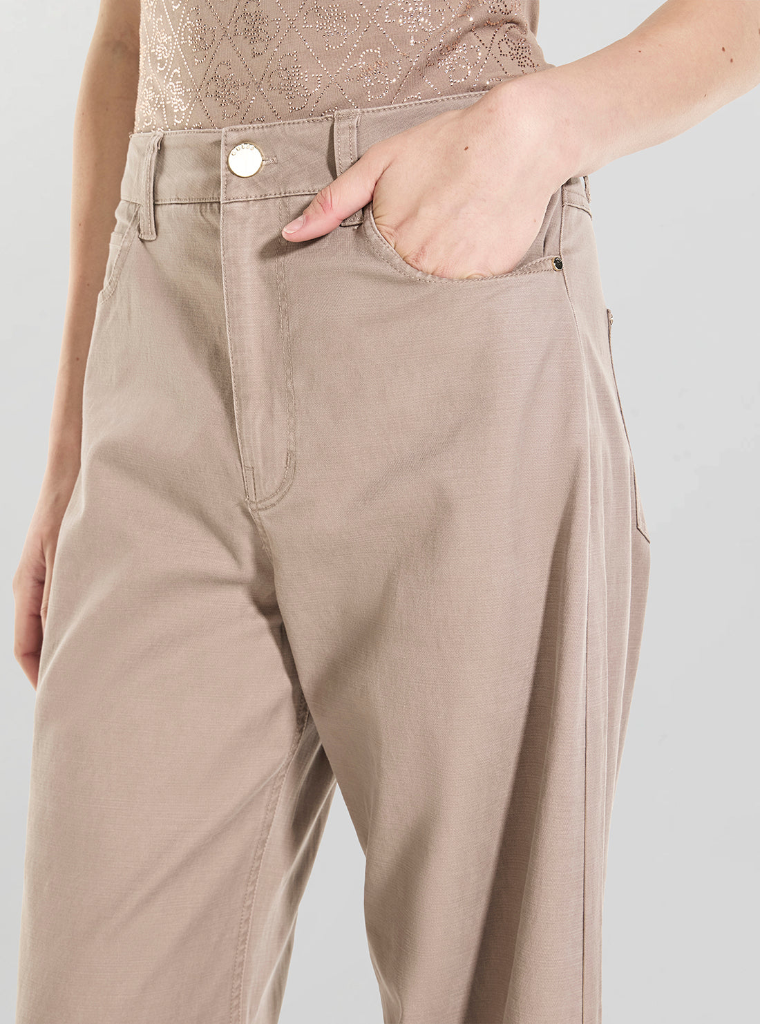Eco Silk Taupe Bellagio Wide Leg Pants