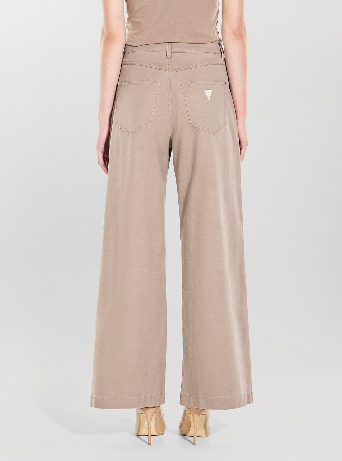 Eco Silk Taupe Bellagio Wide Leg Pants