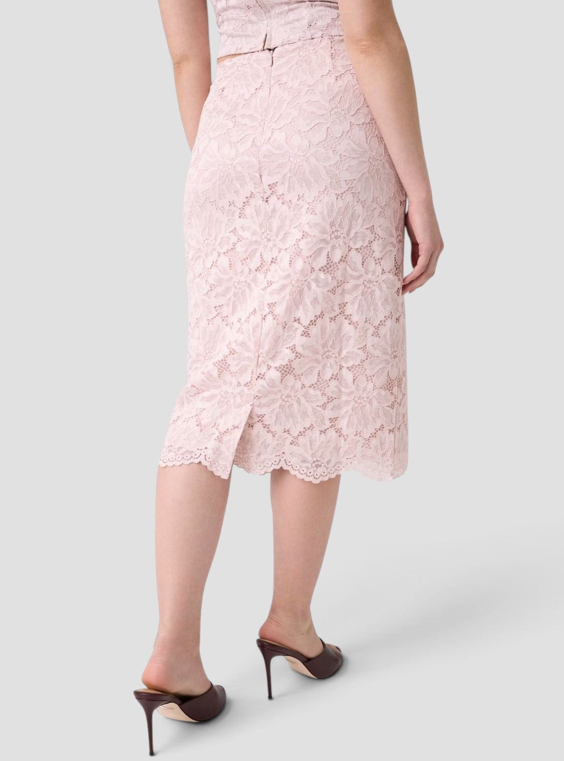 GUESS Womens Quite Violet Katrina Midi Lace Skirt W6YD24K4404 Back View