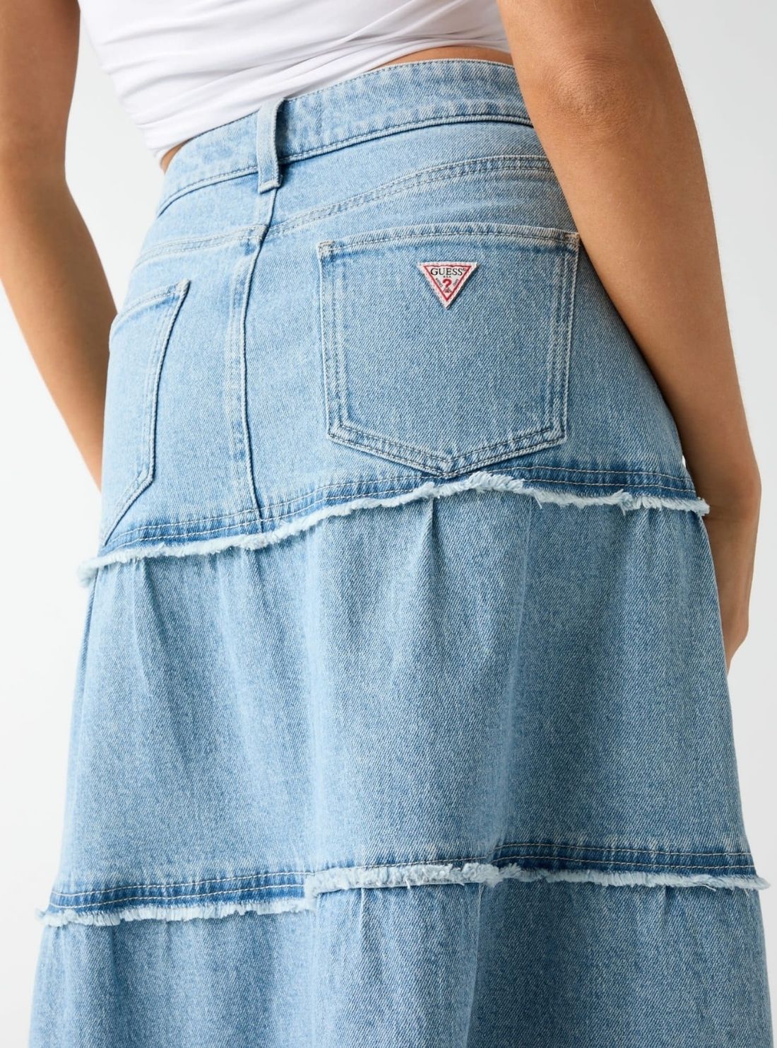GUESS Womens Denton Rori Denim Midi Skirt W6YD57D1446 Back Detail View