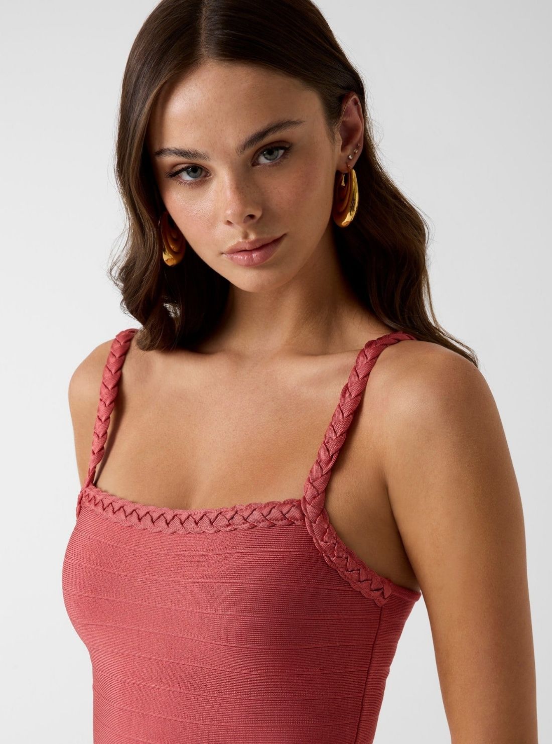GUESS Womens Eco Red Gwen Bandage Mini Dress W6YK51Z1030 Detail view