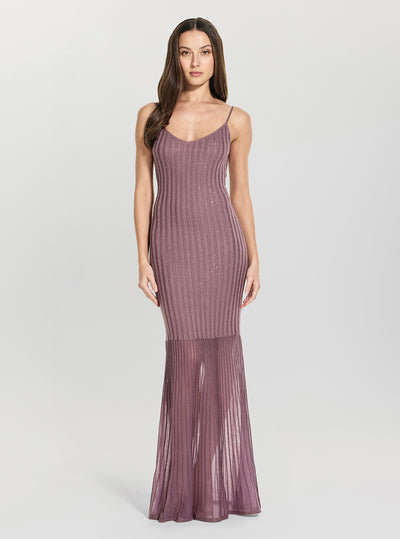GUESS Womens Lavender Meena Ribbed Maxi Dress W6YKA9Z1159 Full View1