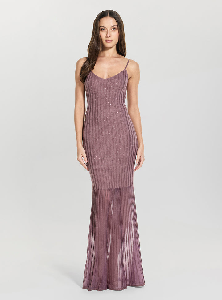 GUESS Womens Lavender Meena Ribbed Maxi Dress W6YKA9Z1159 Full View1