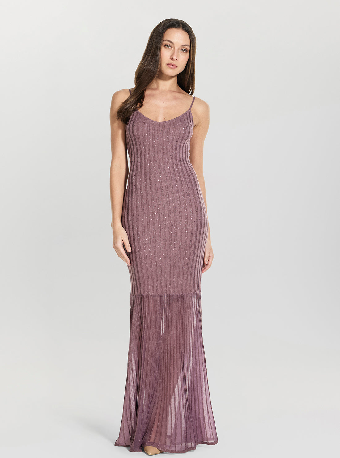 GUESS Womens Lavender Meena Ribbed Maxi Dress W6YKA9Z1159 Full View