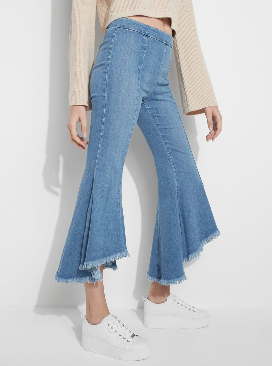 Blue Sofia 1981 Flare Denim Jeans | GUESS Women's Apparel | side view