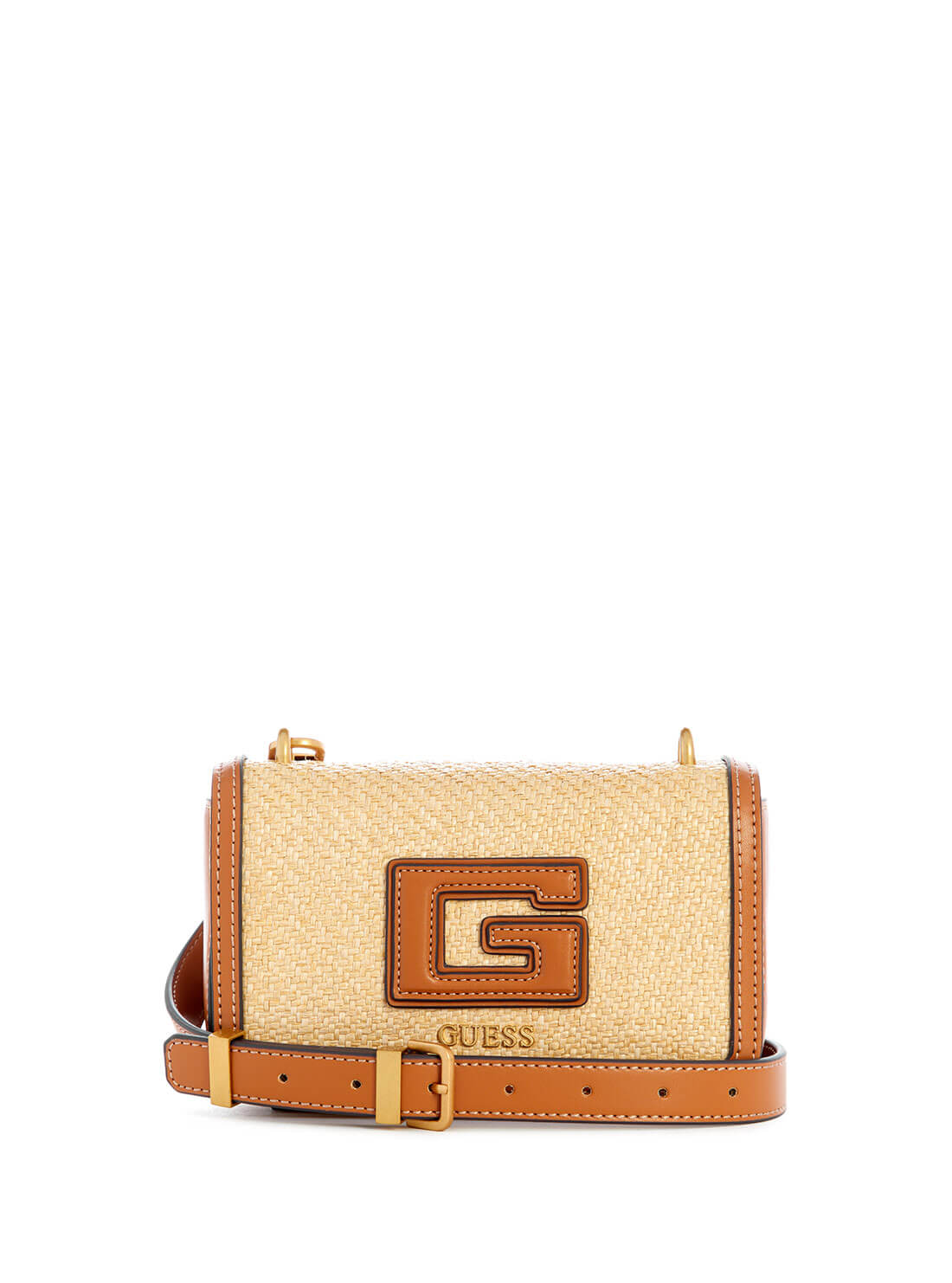 Natural and Brown G Status Mini Crossbody Bag GUESS Handbags