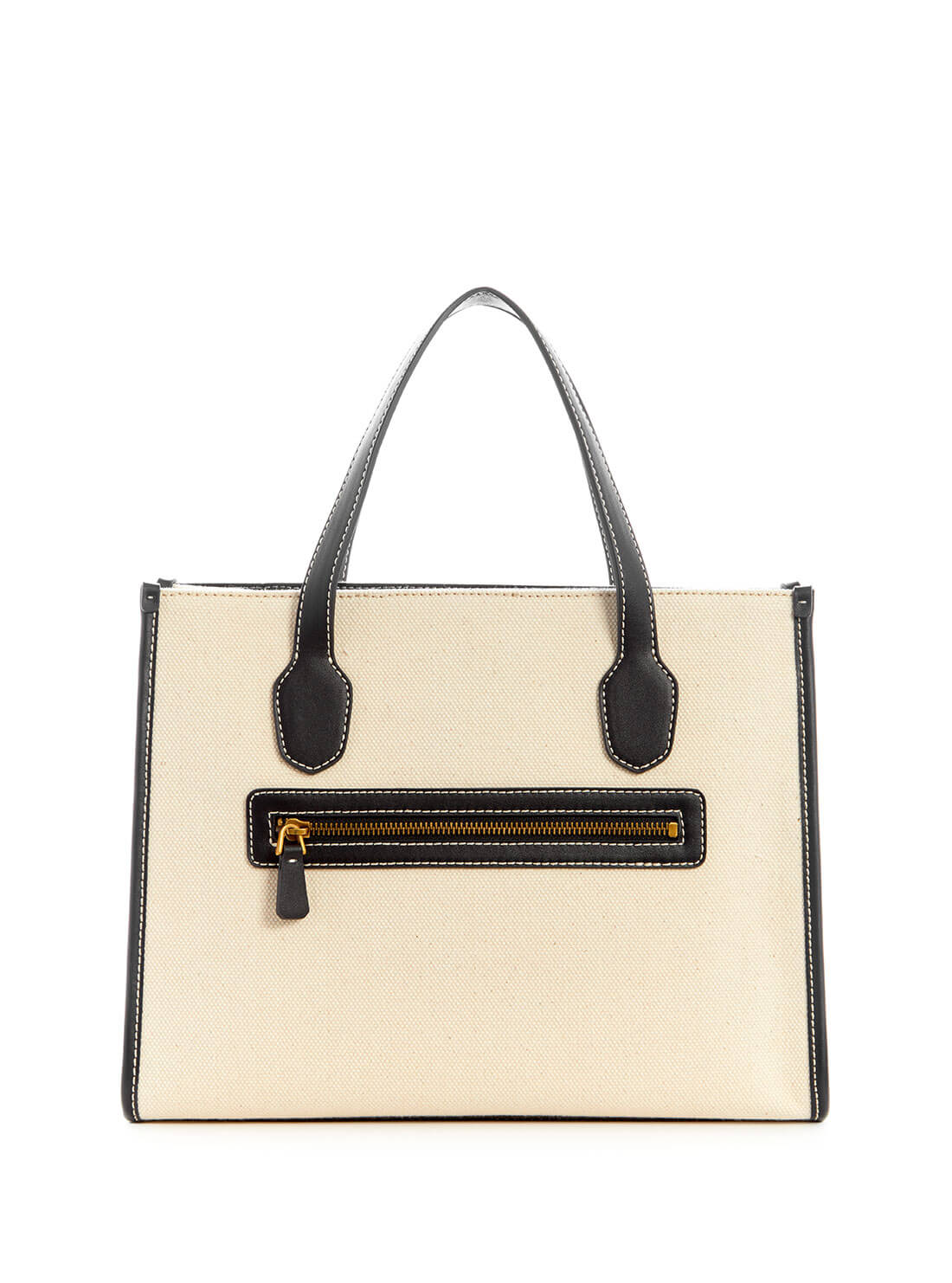 Black and Natural Silvana Small Tote Bag | GUESS Women's Handbags | back view