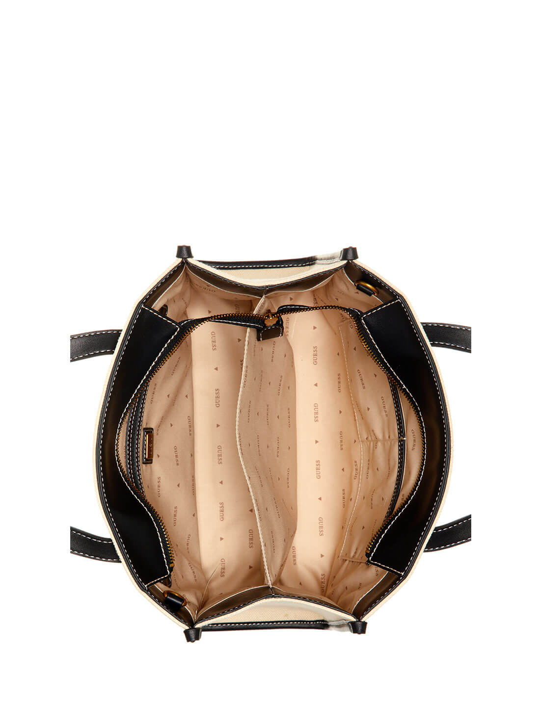Black and Natural Silvana Small Tote Bag | GUESS Women's Handbags | inside view