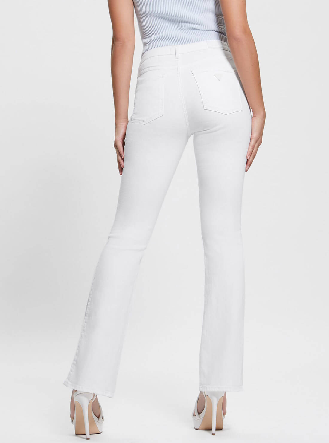  High-Rise Sexy Flare Leg Denim Jeans In Clean White Wash | GUESS Women's Denim | back view