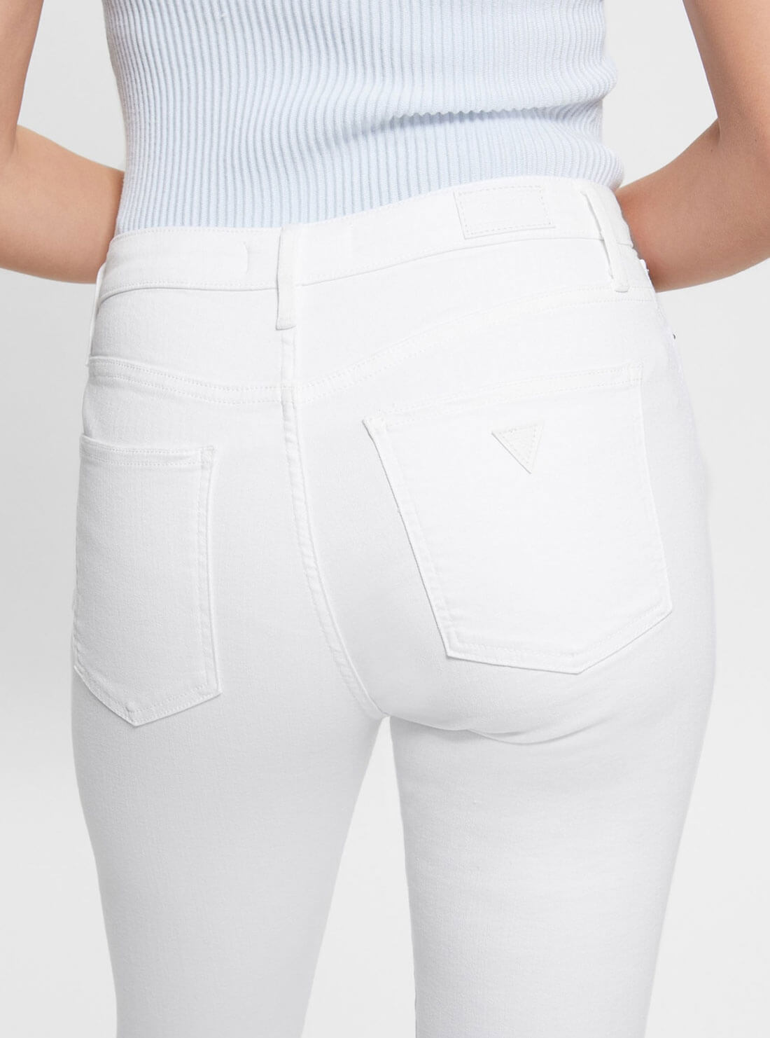  High-Rise Sexy Flare Leg Denim Jeans In Clean White Wash | GUESS Women's Denim | back detail view