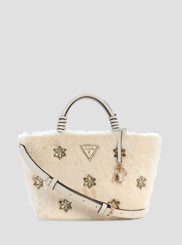 GUESS Womens White Shaida Tote Bag WE814322 Front View