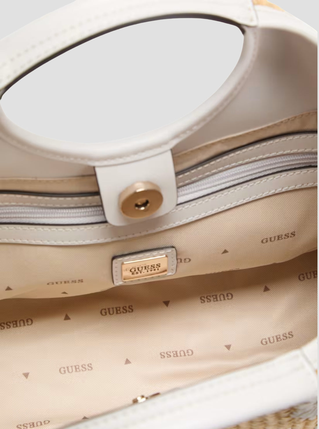 Beige White Kirsten Mini Satchel Bag