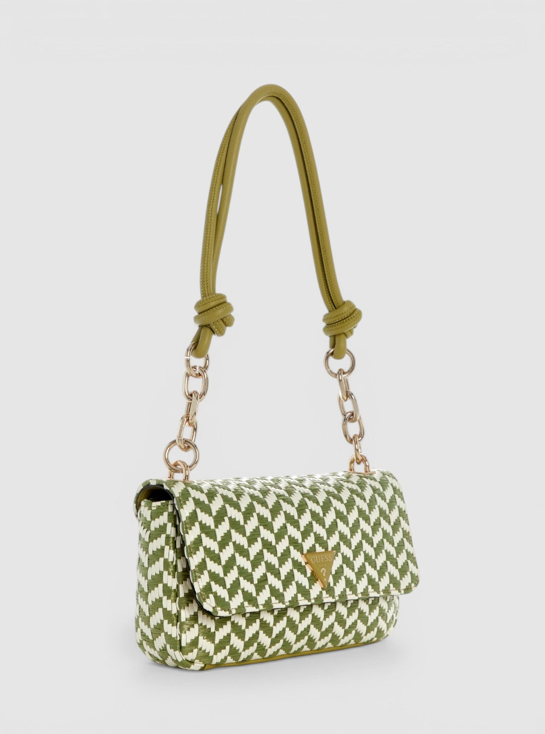 GUESS Womens Green Multi Tessi Flap Shoulder Bag WG769119 Side View