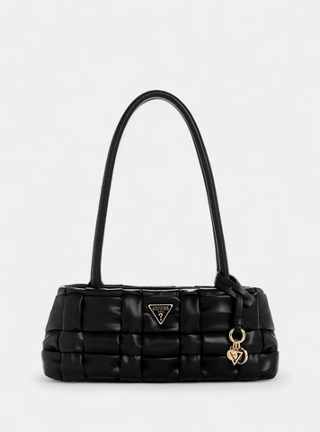 GUESS Womens Black Marion Shoulder Satchel Bag WG807208 Front View