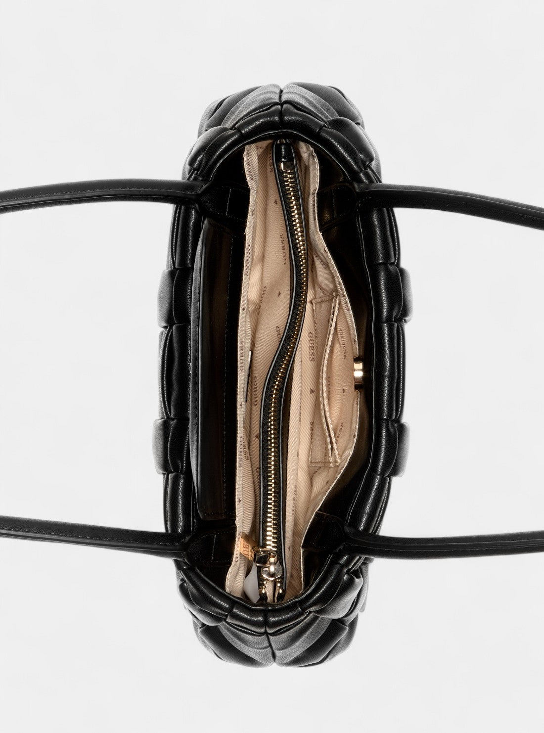 GUESS Womens Black Marion Shoulder Satchel Bag WG807208 Inside View