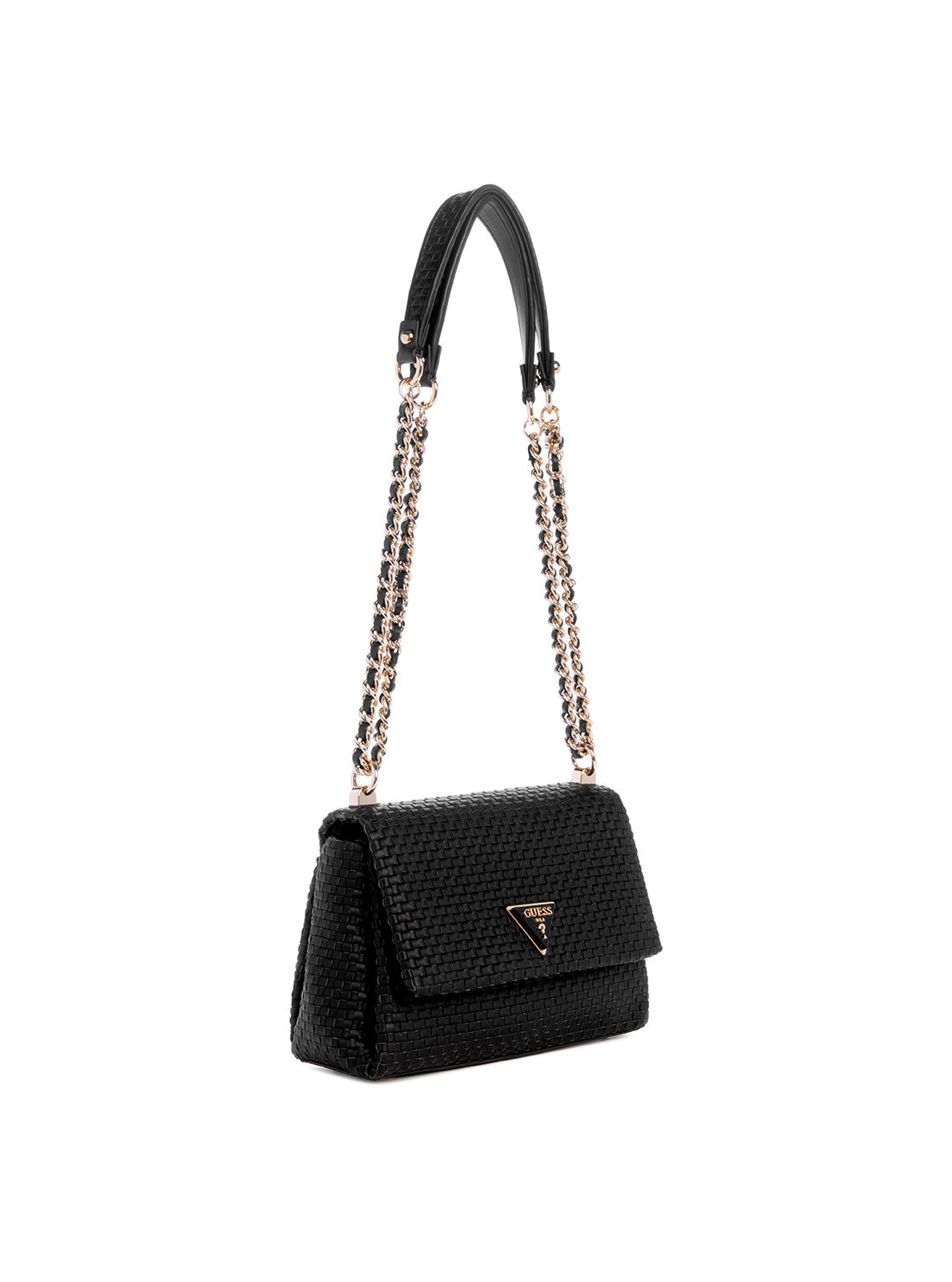 GUESS Black Etel Crossbody Flap Bag side view