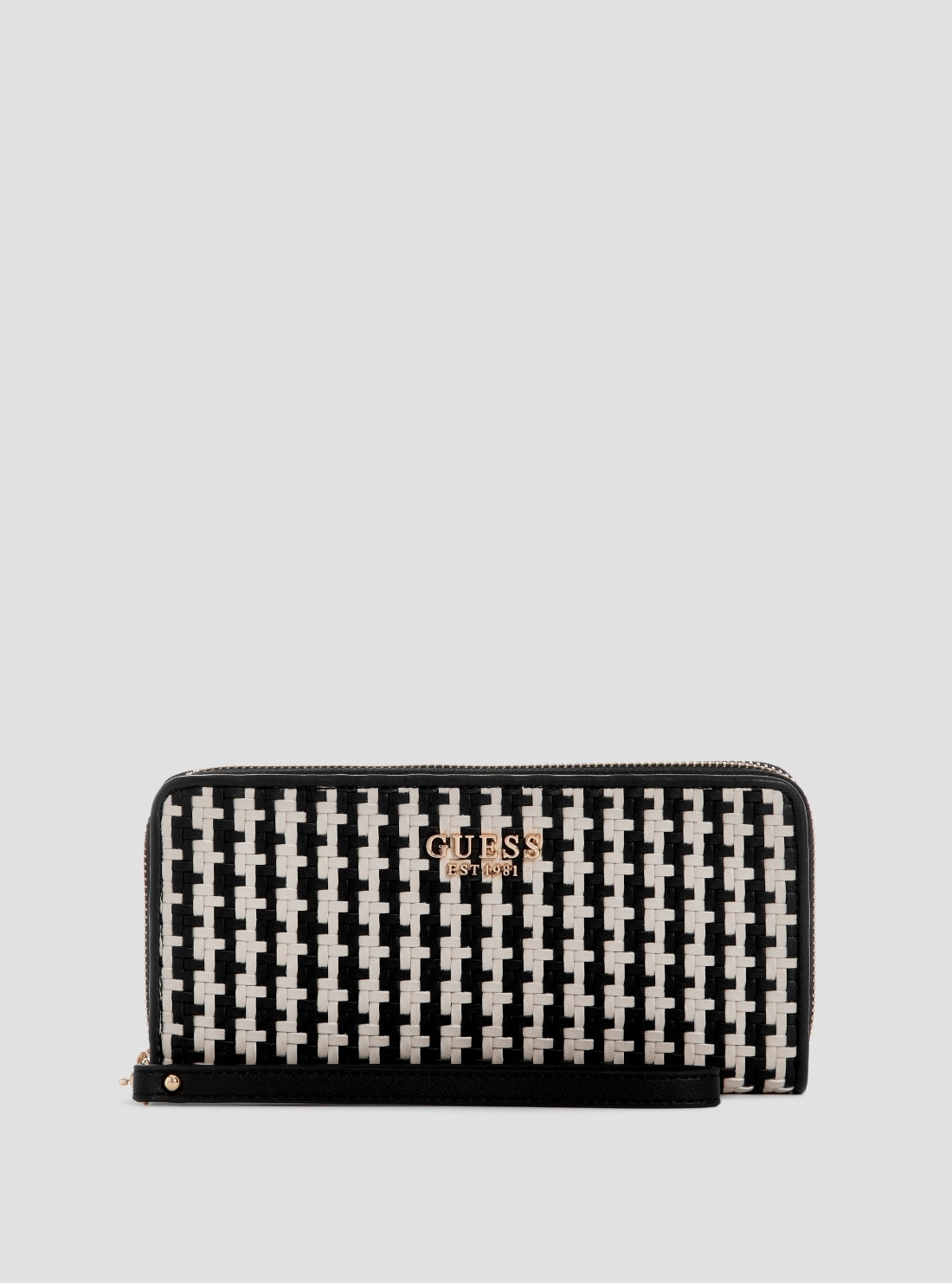 GUESS Womens Black Multi Mirema Large Zip Around Wallet Front View