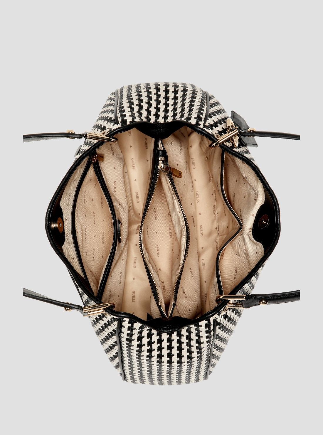 GUESS Womens Black Multi Mirema Girlfriend Carryall WG963123 Inside View