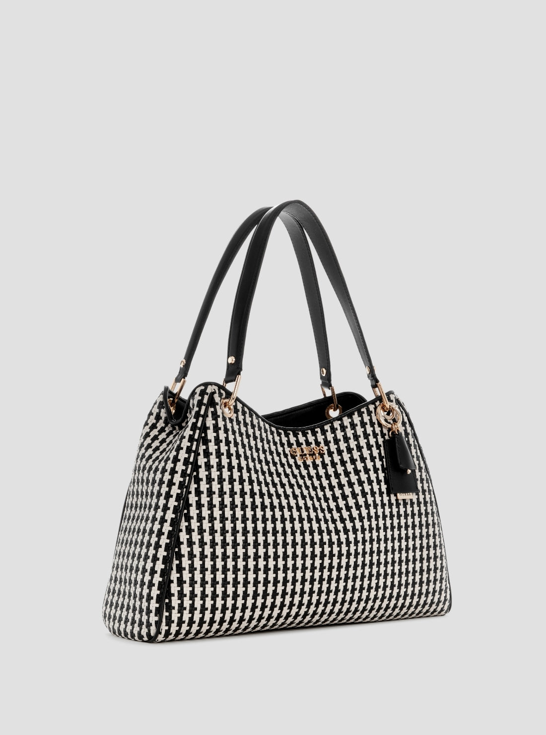 GUESS Womens Black Multi Mirema Girlfriend Carryall WG963123 Front Side View