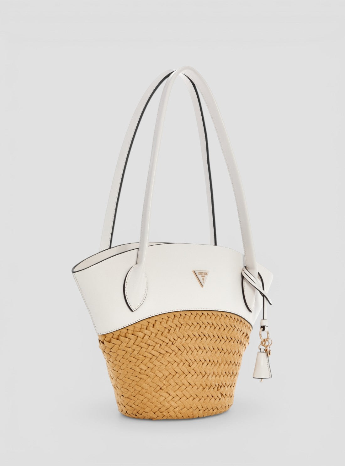 GUESS Womens White Beige Venere Tote Bag WG963422 Side View