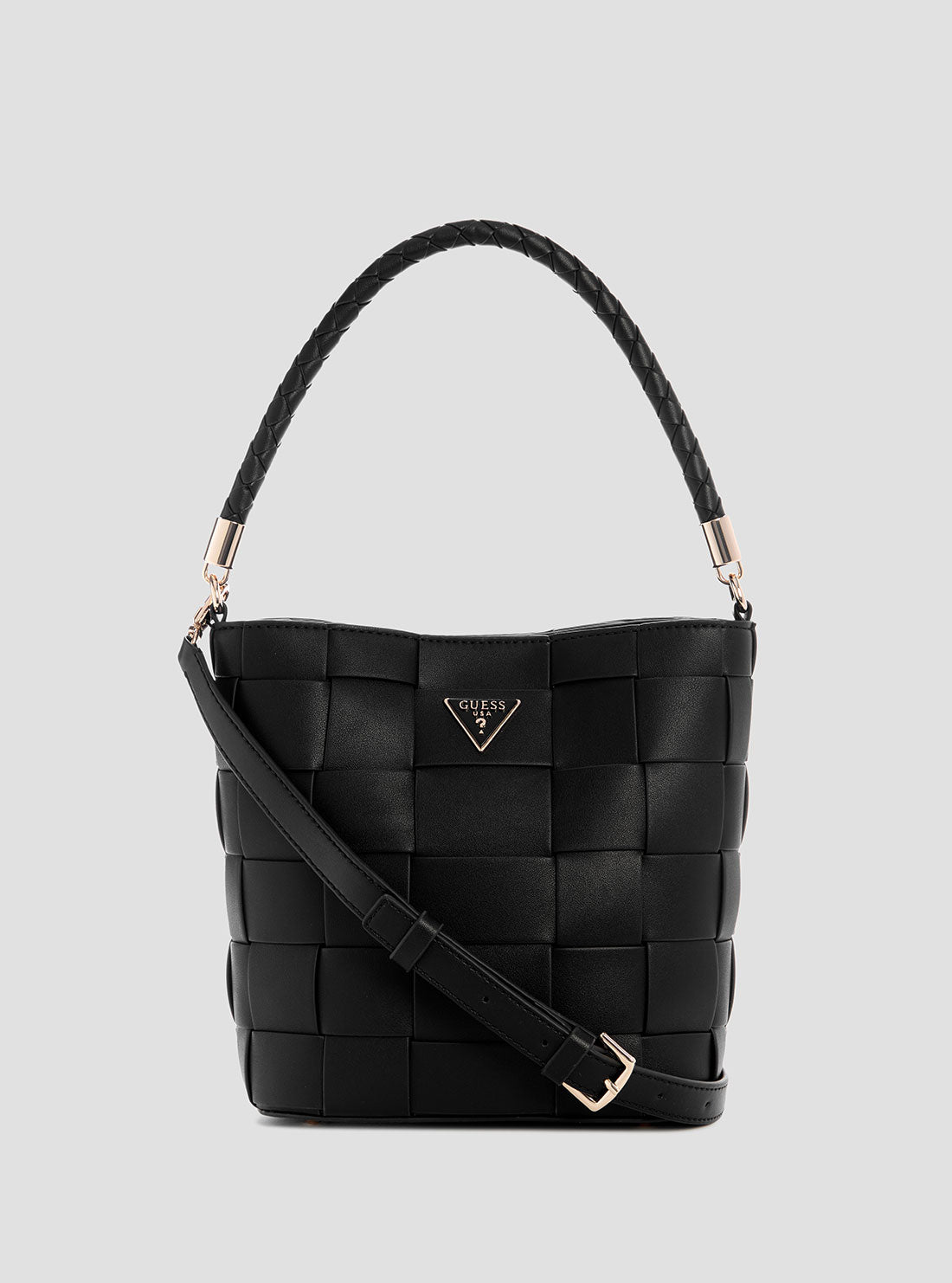 GUESS Women's Black Maylee Bucket Bag WG966103 Front View