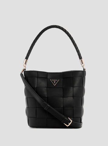 GUESS Women's Black Maylee Bucket Bag WG966103 Front View