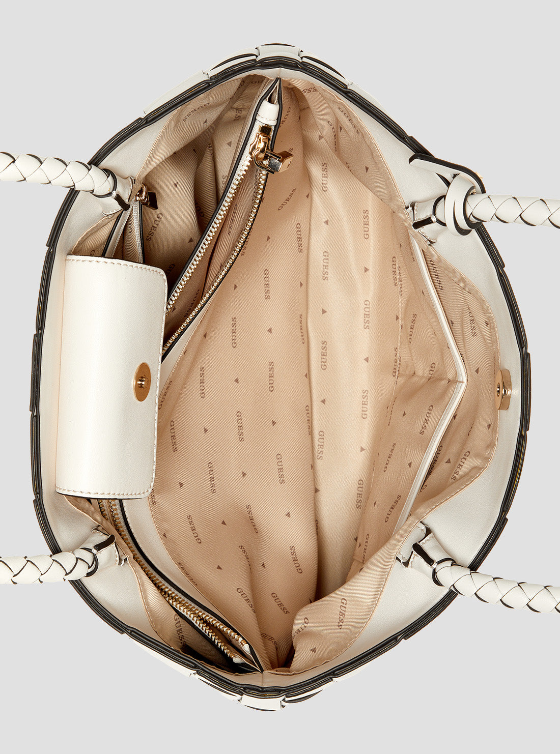 GUESS Women's White Maylee Girlfriend Tote Bag WG966122OFF Internal View