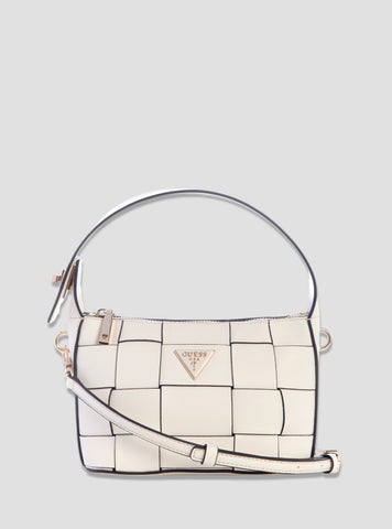 GUESS Womens White Maylee Mini Hobo Crossbody Bag WG966172 Front View
