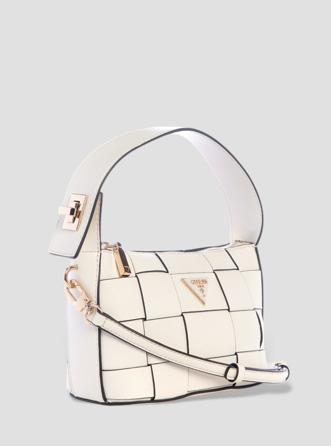 GUESS Womens White Maylee Mini Hobo Crossbody Bag WG966172 Side View