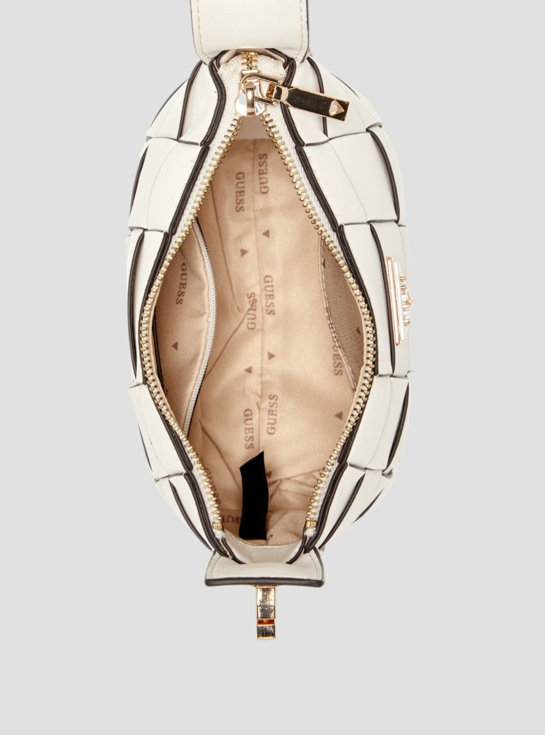 GUESS Womens White Maylee Mini Hobo Crossbody Bag WG966172 Inside View