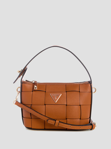 GUESS Womens Brown Maylee Mini Hobo Crossbody Bag WG966172 Front View