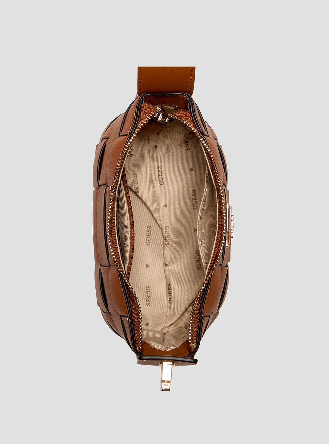 GUESS Womens Brown Maylee Mini Hobo Crossbody Bag WG966172 Inside View