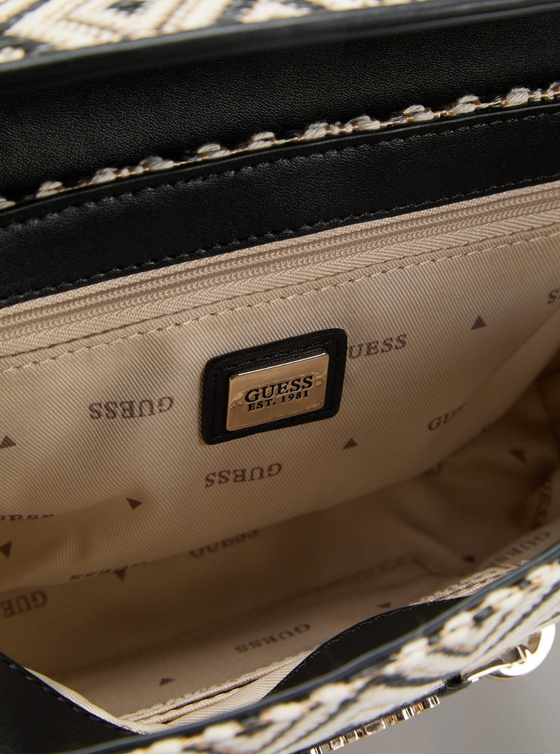 GUESS Womens Black Sophia Mini Satchel Bag WG991376 Detail View