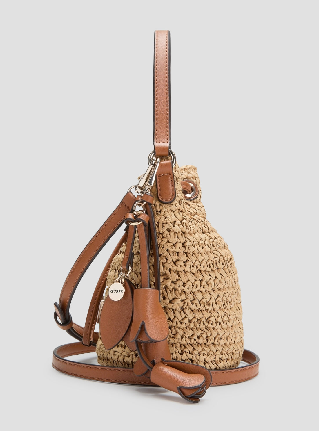 GUESS Womens Brown Ofelia Top Handle Bucket Bag WG992303 Side View