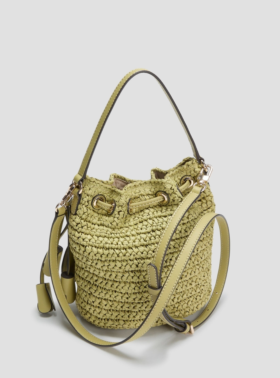 GUESS Womens Green Ofelia Top Handle Bucket Bag WG992303 Back View