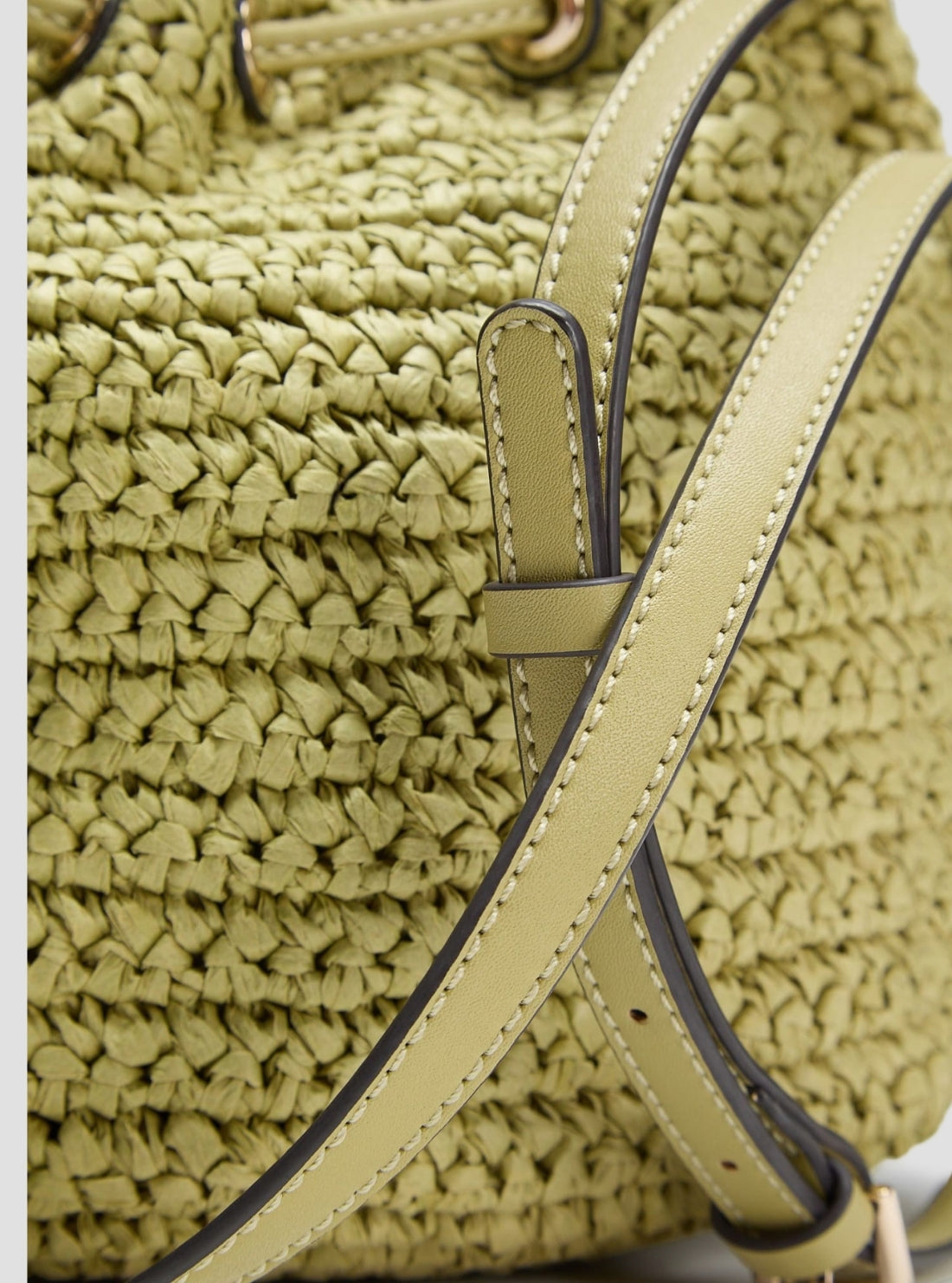 GUESS Womens Green Ofelia Top Handle Bucket Bag WG992303 Detail View