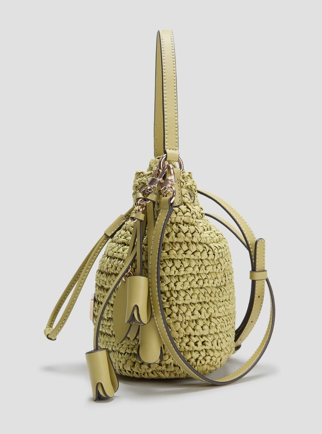 GUESS Womens Green Ofelia Top Handle Bucket Bag WG992303 Side View