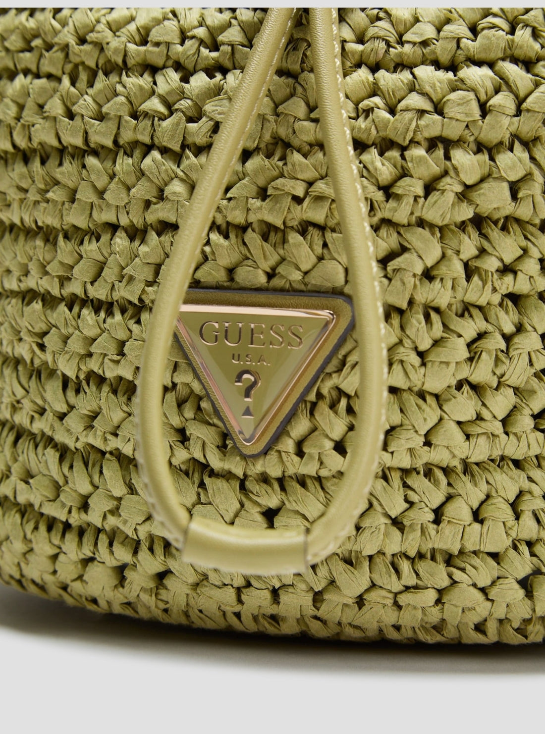 GUESS Womens Green Ofelia Top Handle Bucket Bag WG992303 Detail View