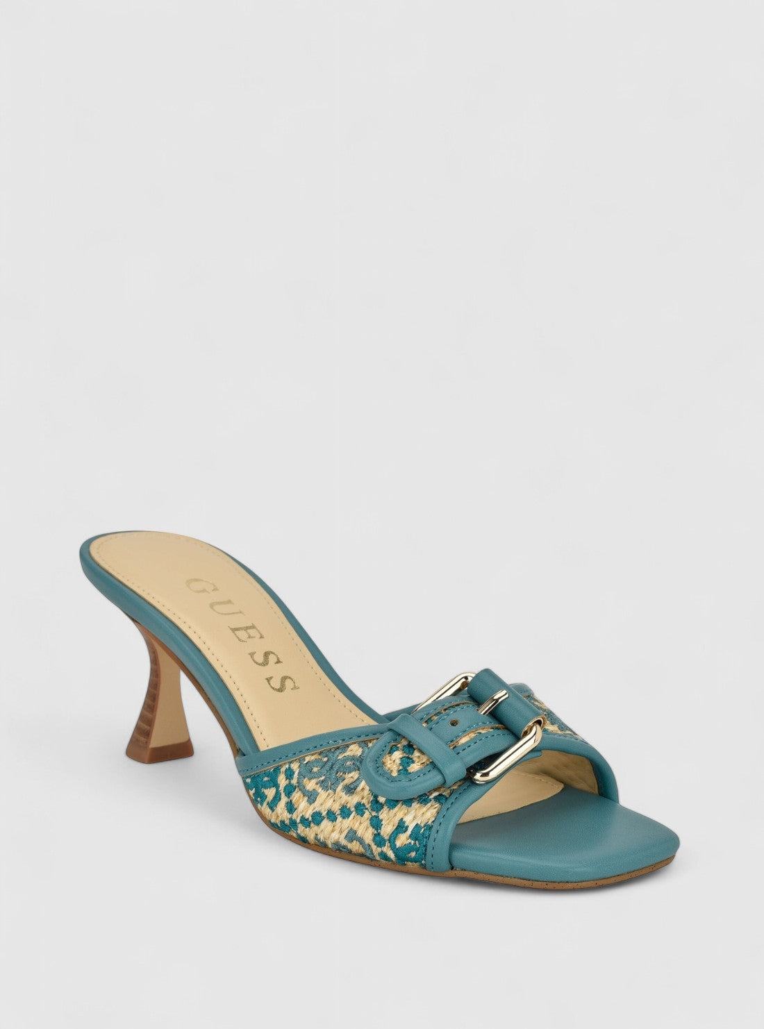 GUESS Mens Blue Dista Heeled Sandals WGDISTA4 Front Side View