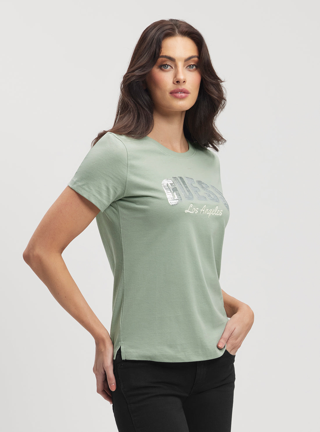 Eco Green Sequins Logo T-Shirt