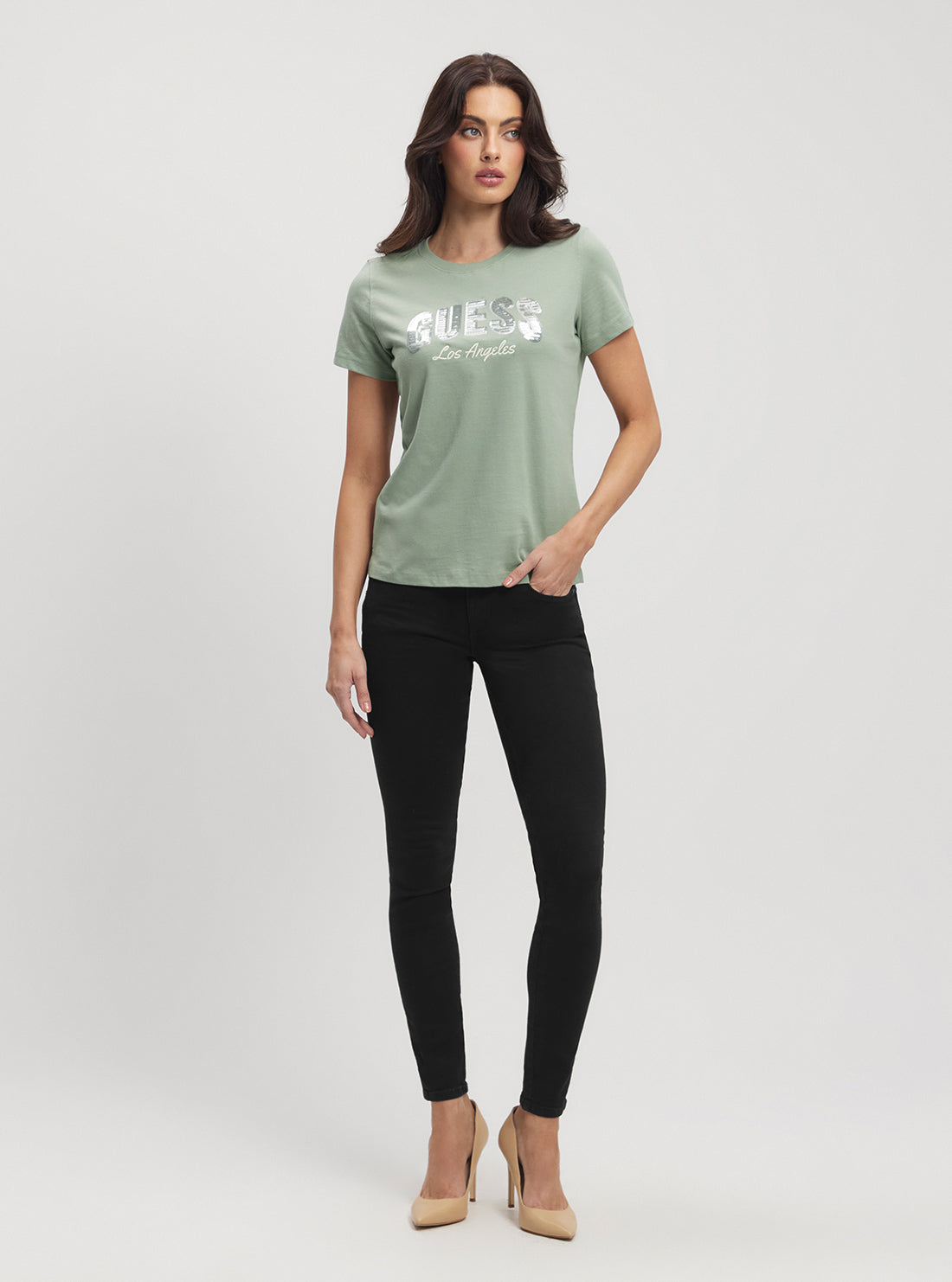 Eco Green Sequins Logo T-Shirt