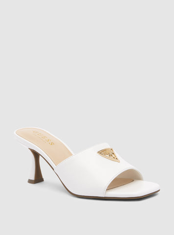GUESS Womens Footwear White Wrenly Heeled Mules WRENLY Front Side View