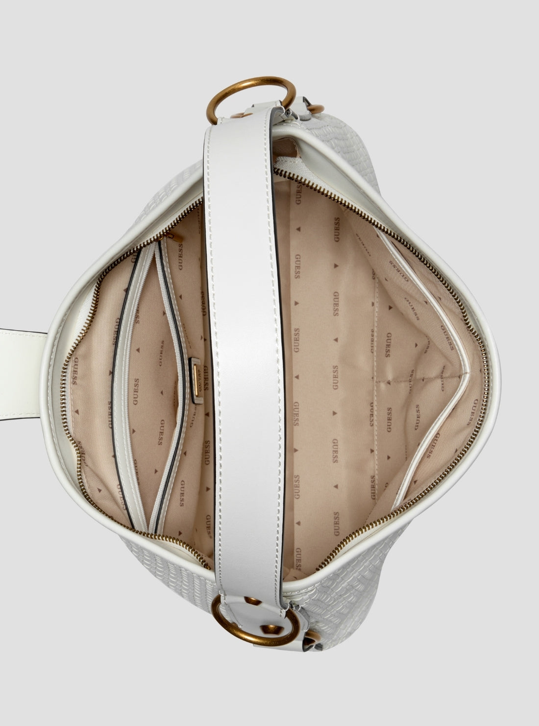 GUESS Womens White Camden Shoulder Bag WW930818 Inside View
